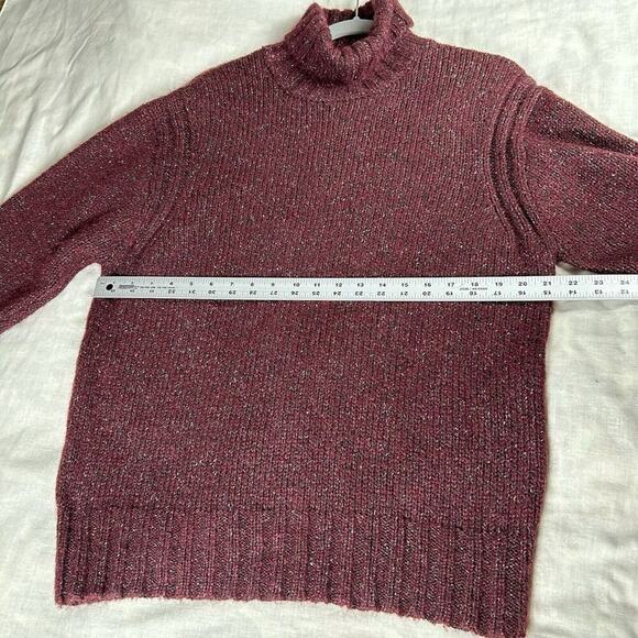 Joseph Abboud Sz L Turtleneck Sweater Burgandy Wool Luxury blend Outdoor cozy - Picture 9 of 10